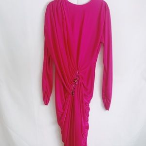 Vintage hot pink drape dress with sequence detail